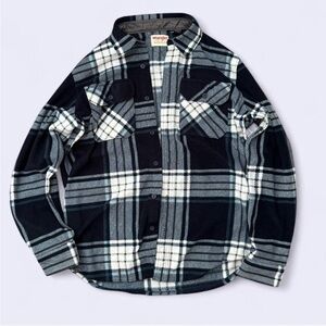 Wrangler Navy & White Thick Fleece Jacket Button Down Shirt M